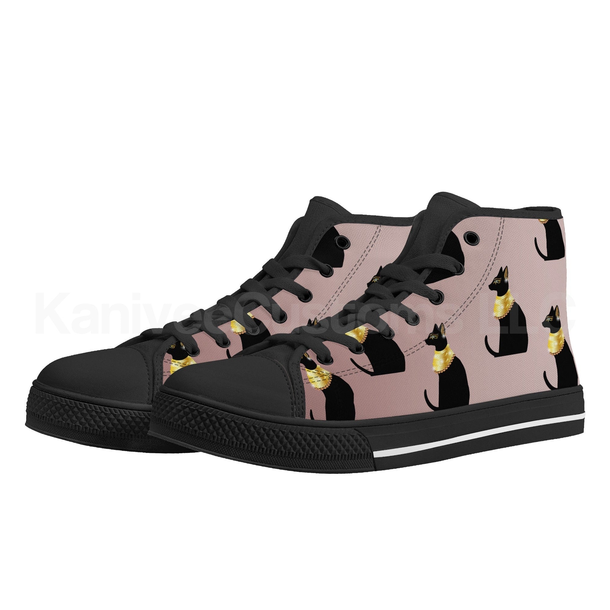 Egyptian Cats Canvas High Tops - Kanivee Customs