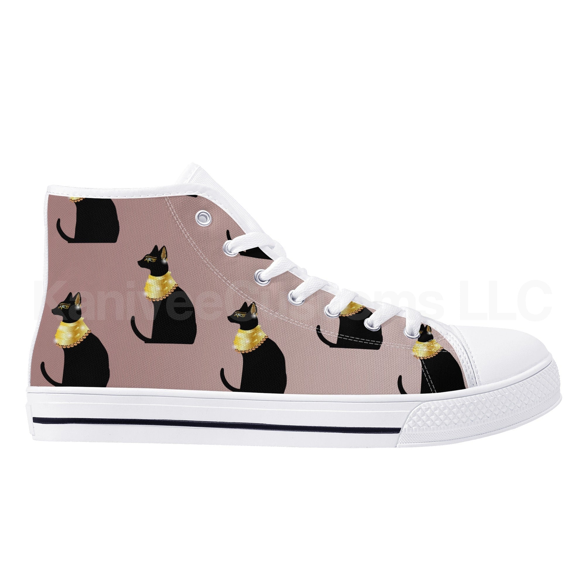 Egyptian Cats Canvas High Tops - Kanivee Customs