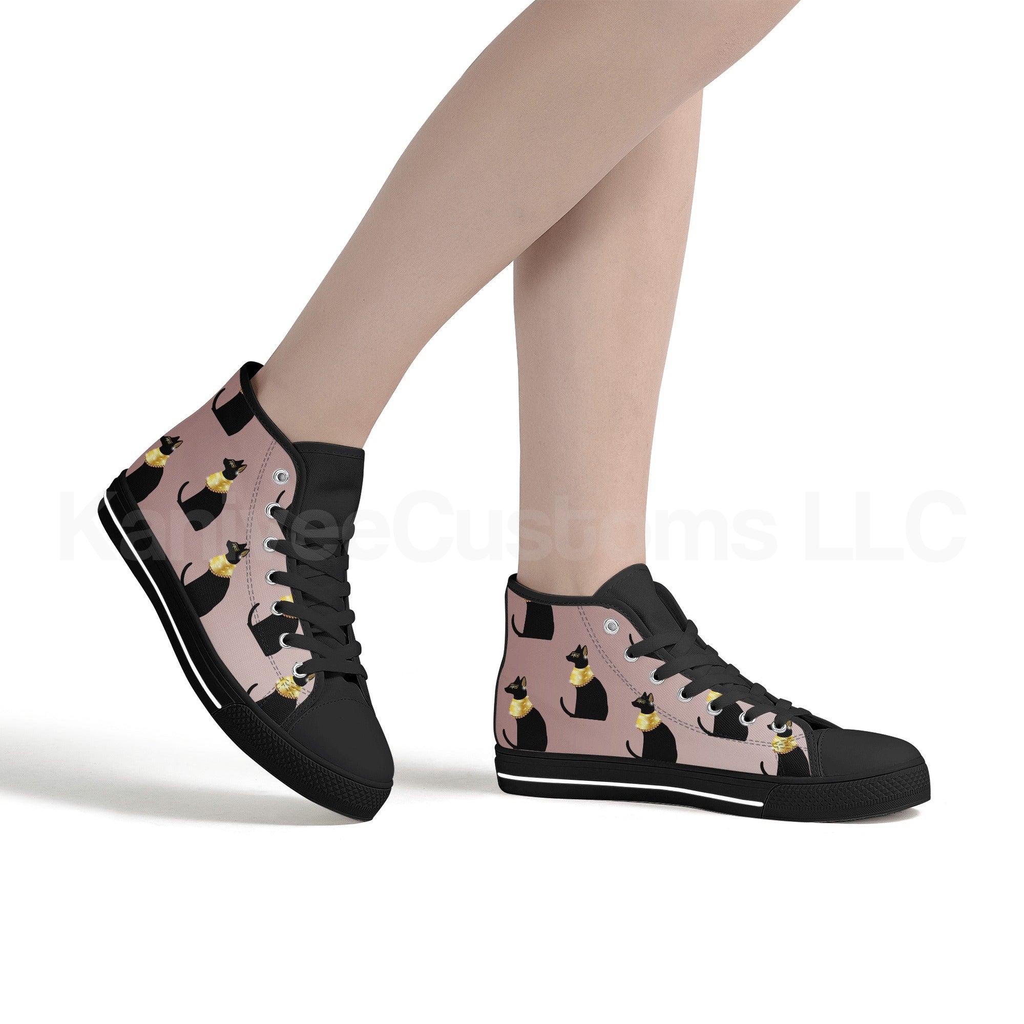 Egyptian Cats Canvas High Tops - Kanivee Customs
