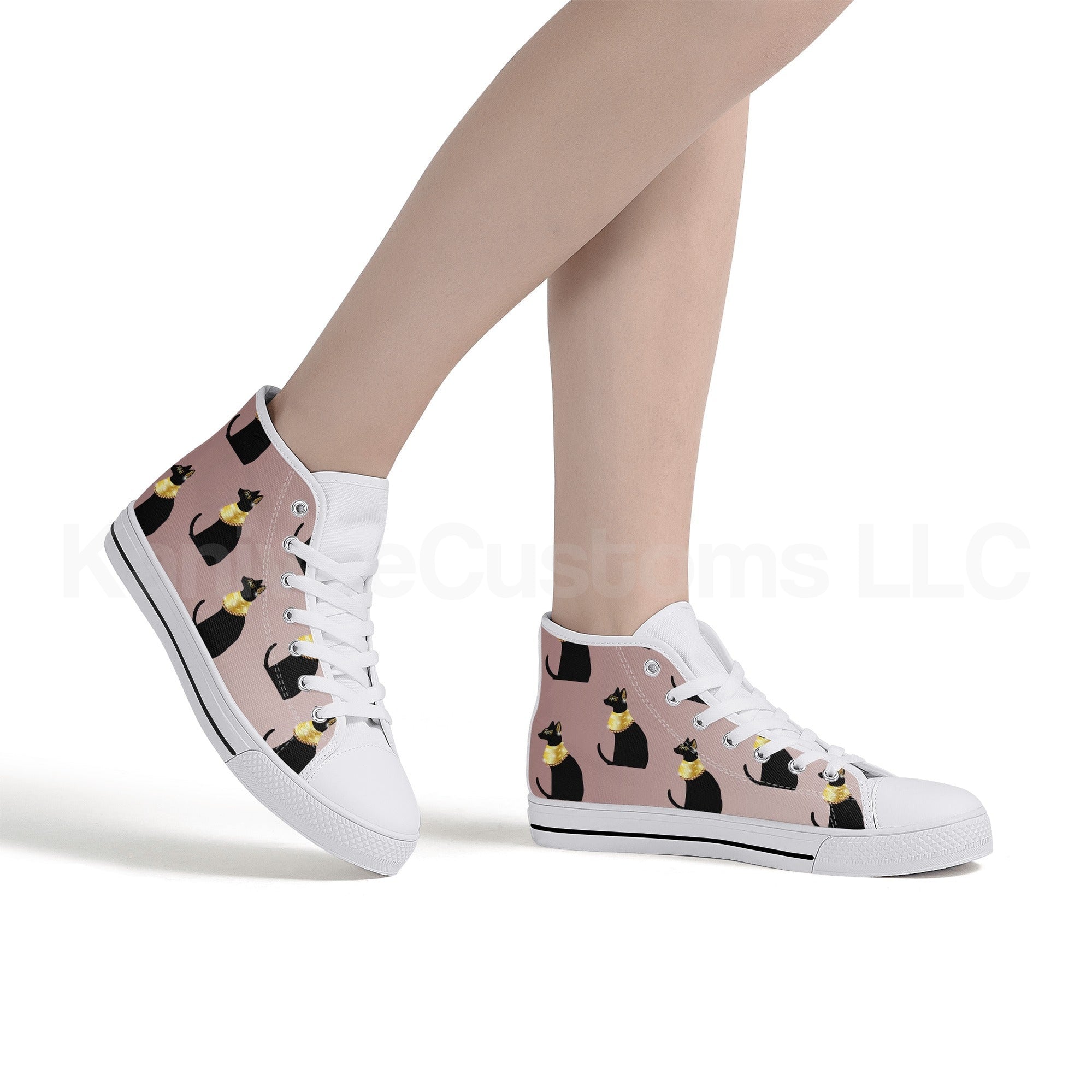Egyptian Cats Canvas High Tops - Kanivee Customs