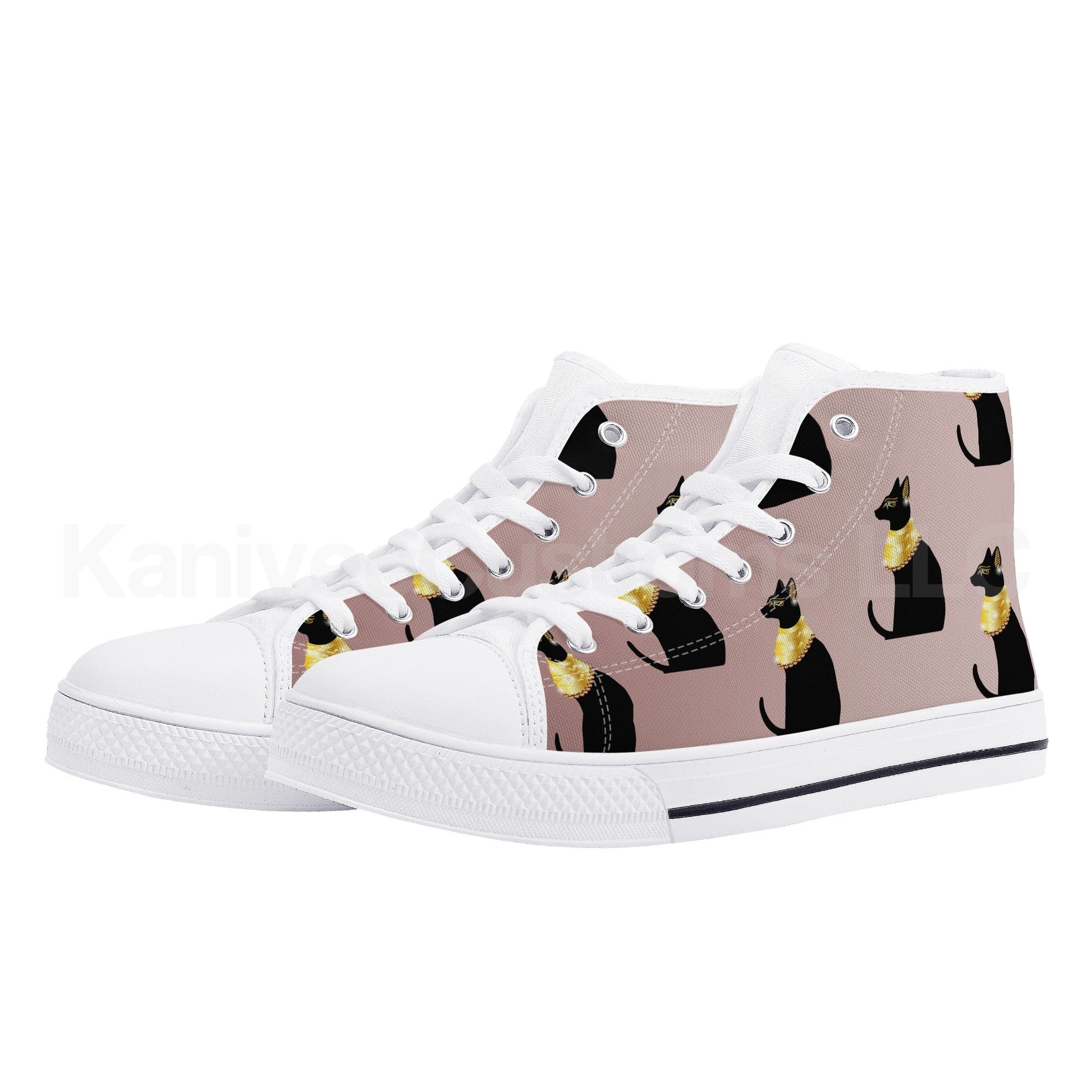 Egyptian Cats Canvas High Tops - Kanivee Customs