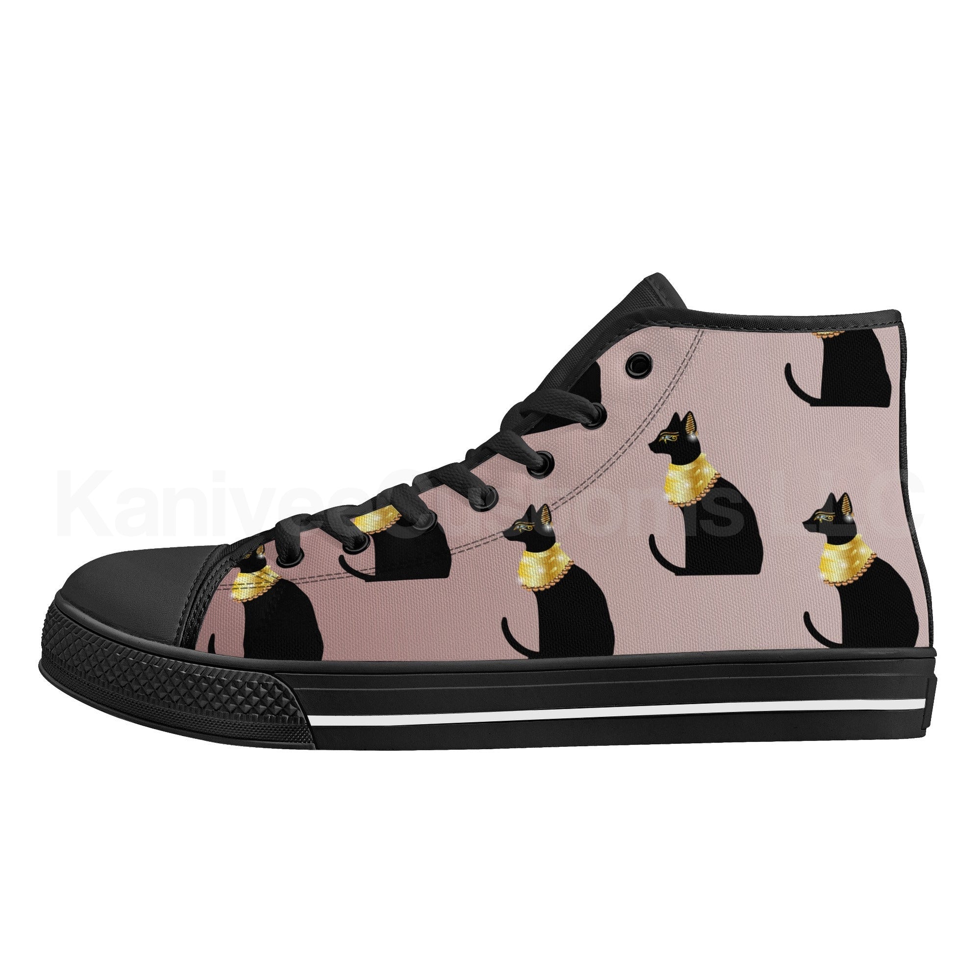 Egyptian Cats Canvas High Tops - Kanivee Customs