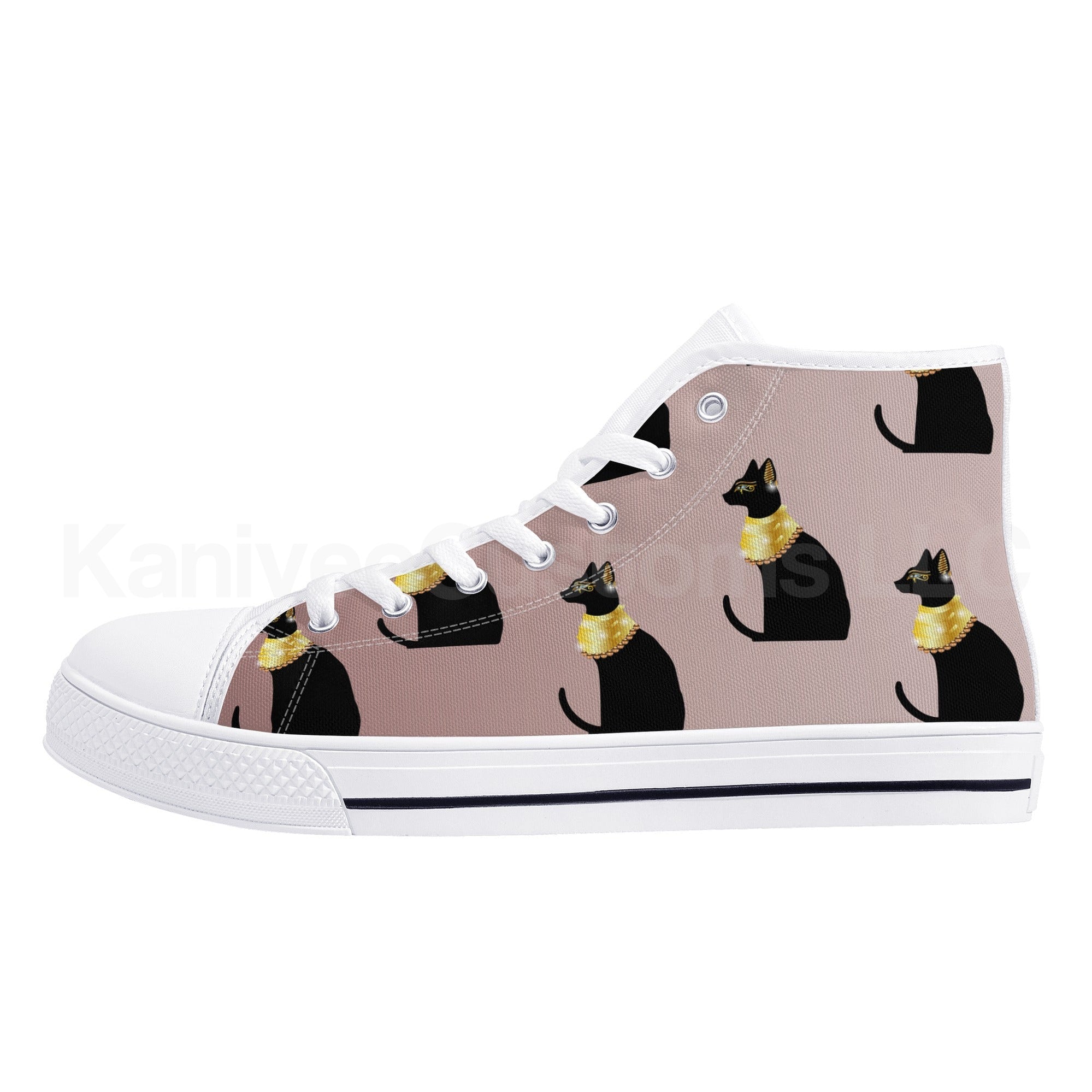 Egyptian Cats Canvas High Tops - Kanivee Customs