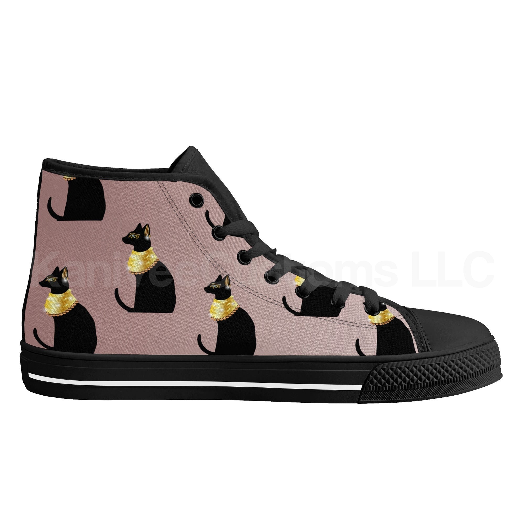 Egyptian Cats Canvas High Tops - Kanivee Customs