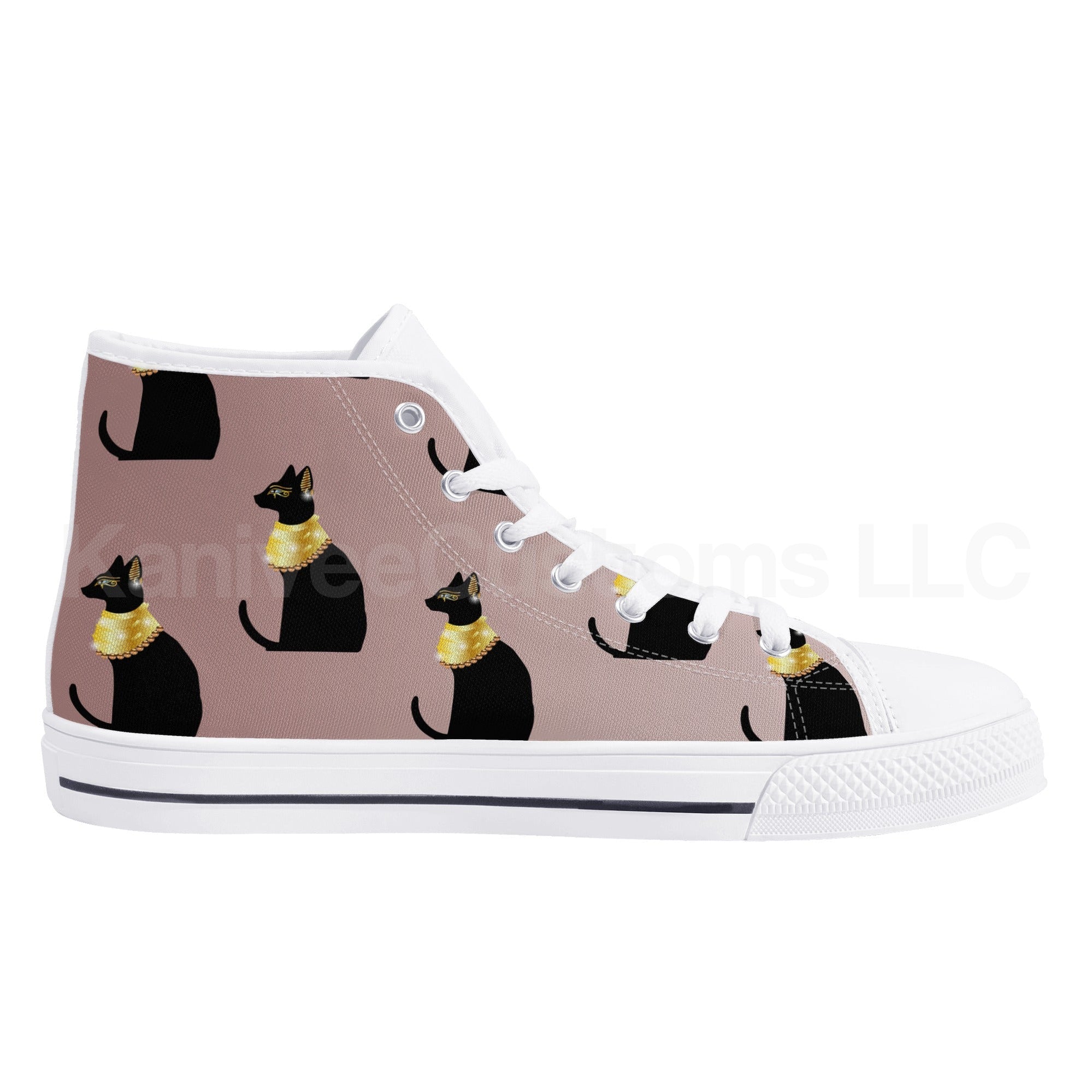 Egyptian Cats Canvas High Tops - Kanivee Customs