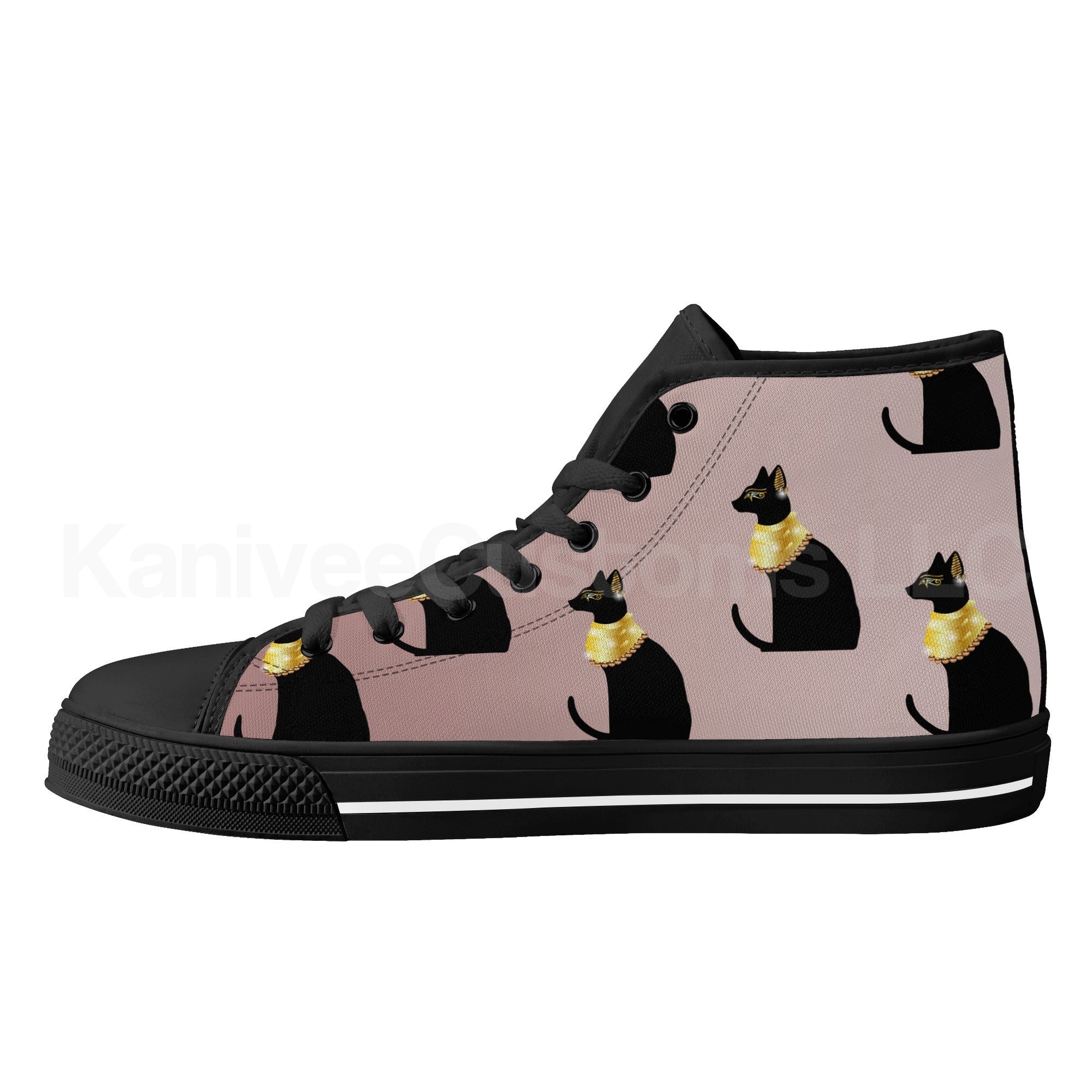 Egyptian Cats Canvas High Tops - Kanivee Customs