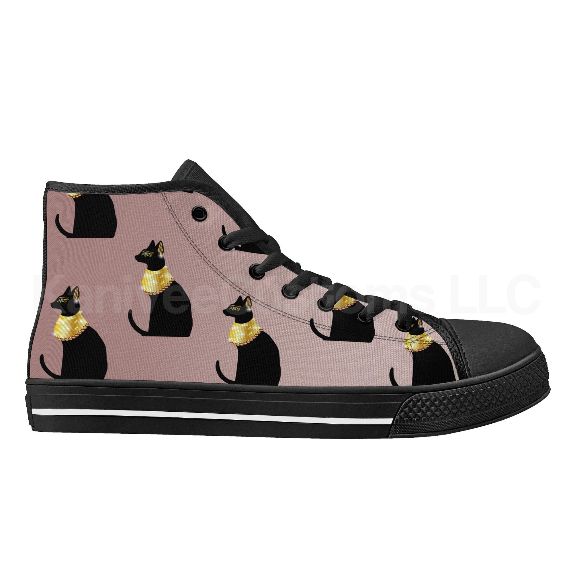 Egyptian Cats Canvas High Tops - Kanivee Customs
