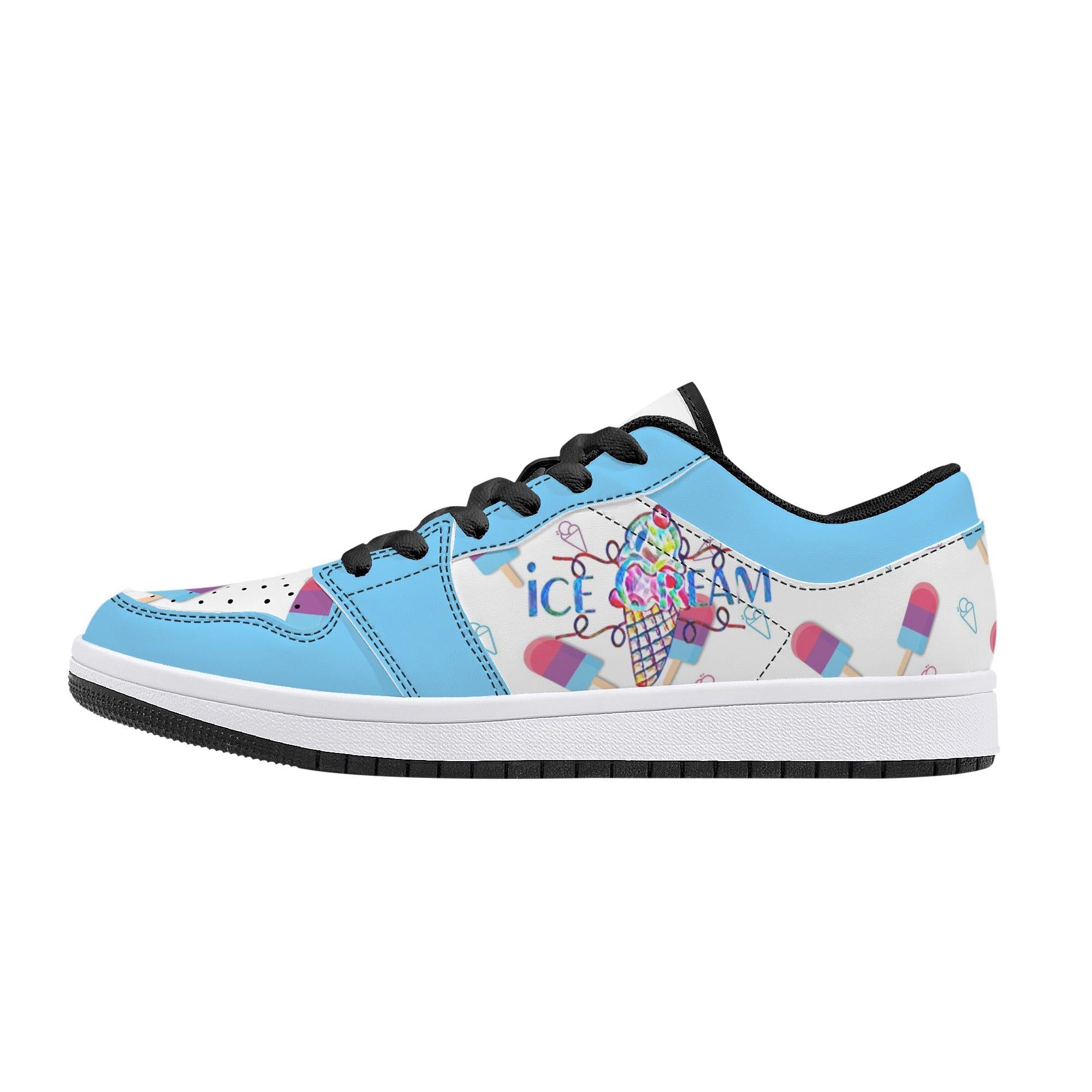 IceCream Blueberry Popsicles LowTop Leathers - Kanivee Customs