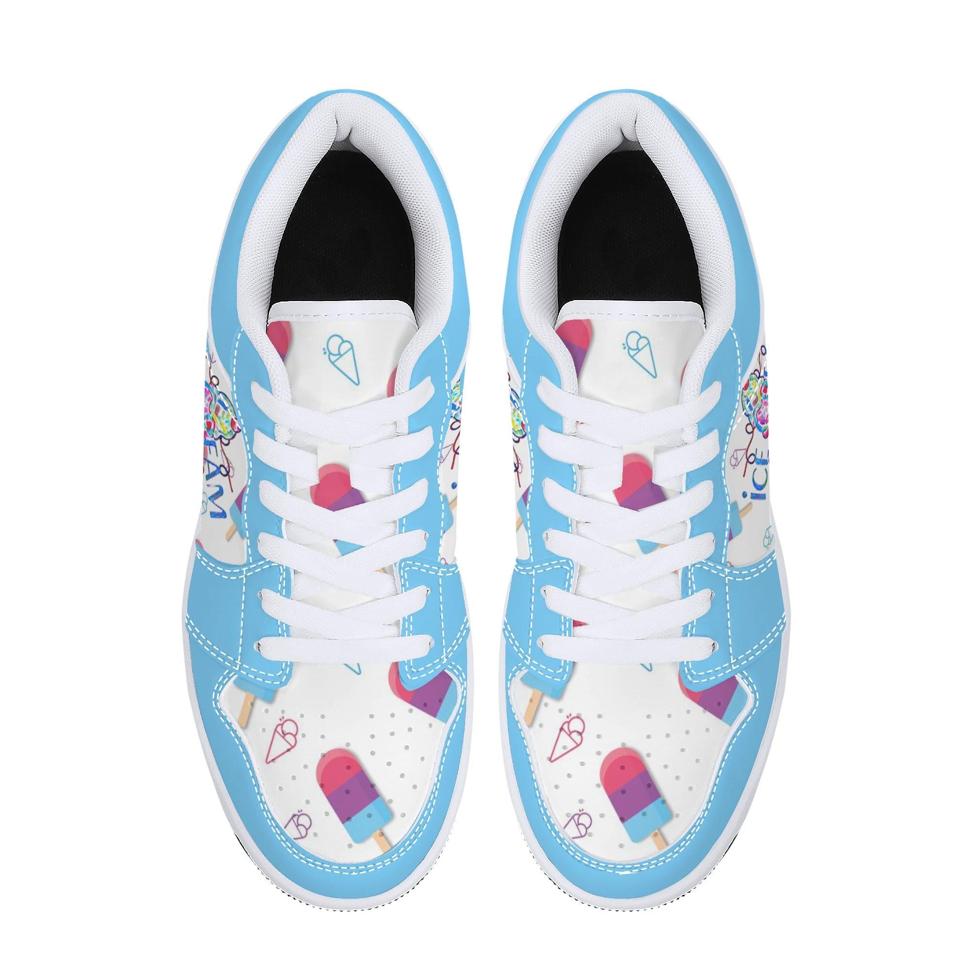 IceCream Blueberry Popsicles LowTop Leathers - Kanivee Customs