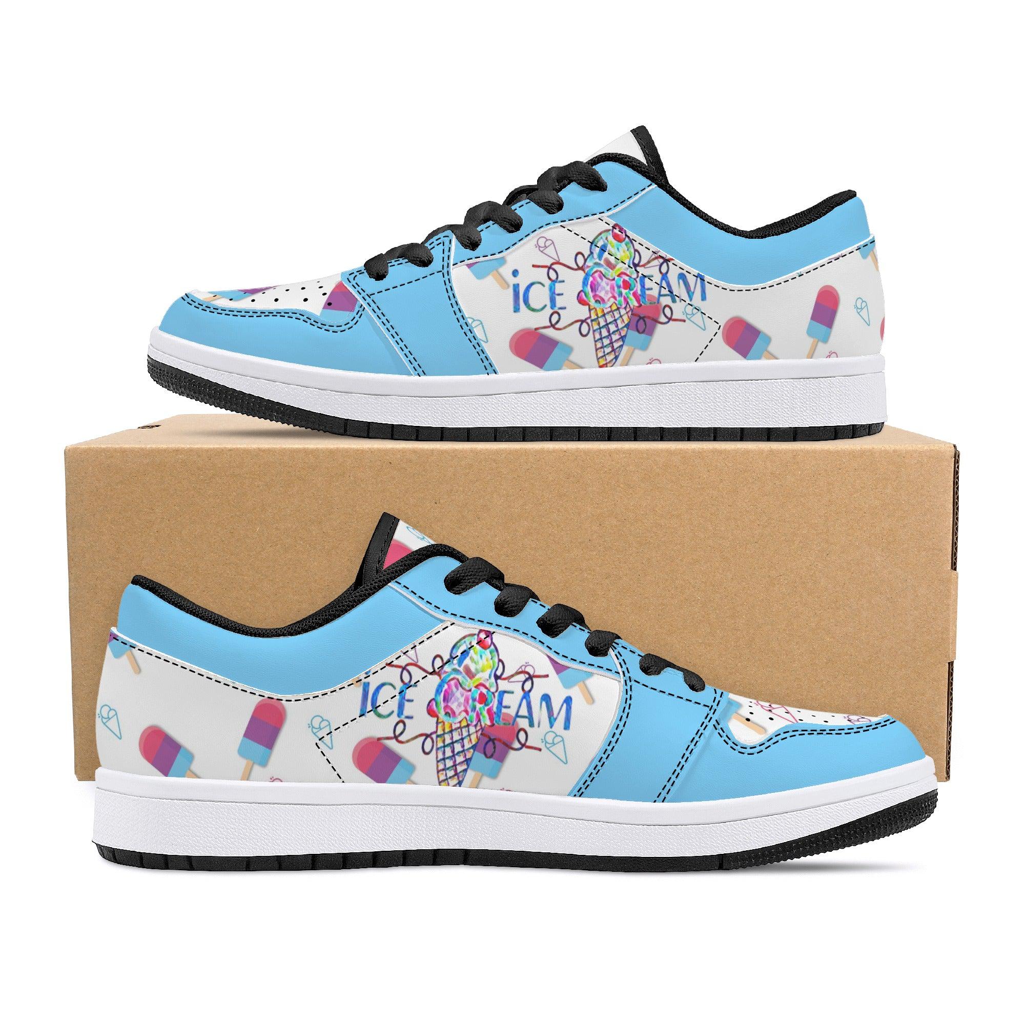 IceCream Blueberry Popsicles LowTop Leathers - Kanivee Customs