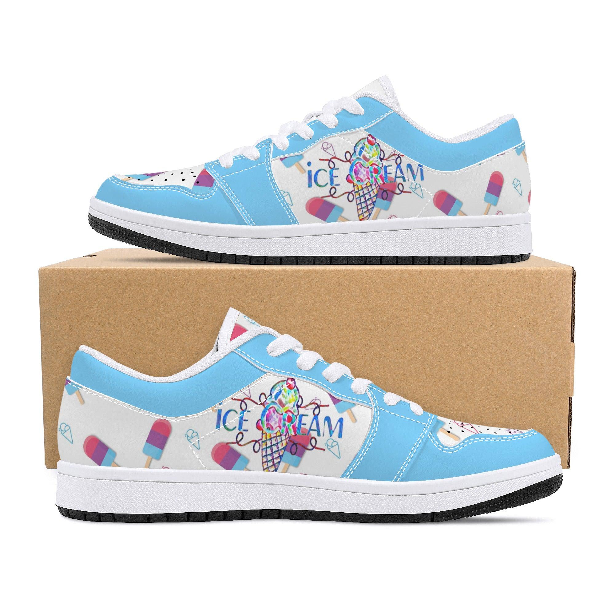 IceCream Blueberry Popsicles LowTop Leathers - Kanivee Customs