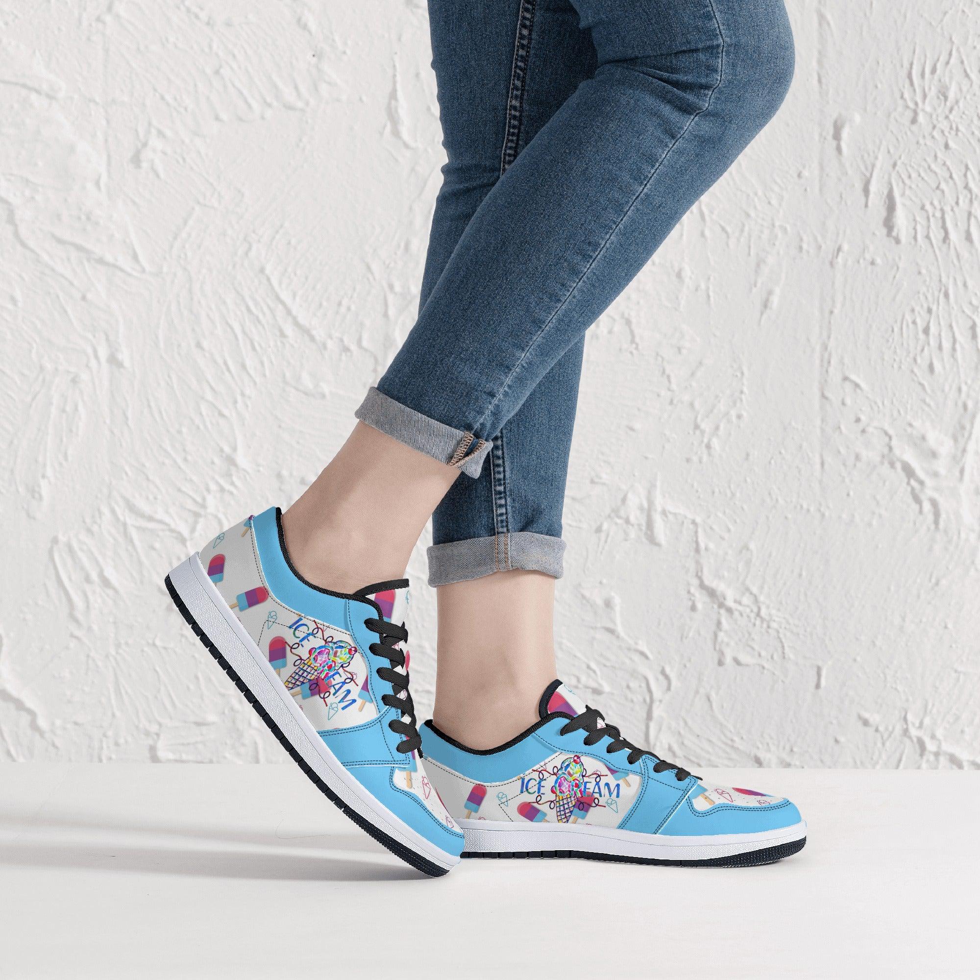 IceCream Blueberry Popsicles LowTop Leathers - Kanivee Customs