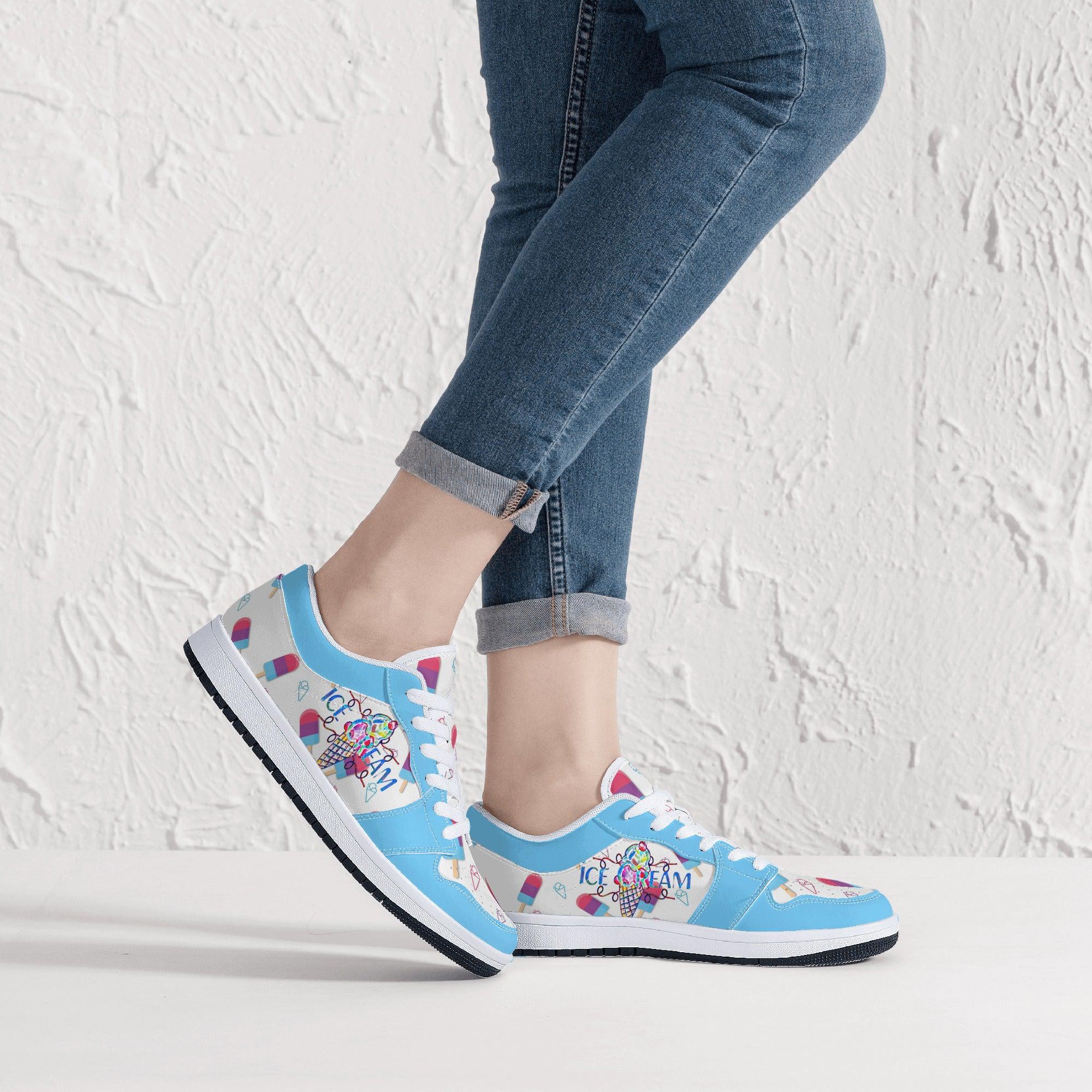 IceCream Blueberry Popsicles LowTop Leathers - Kanivee Customs