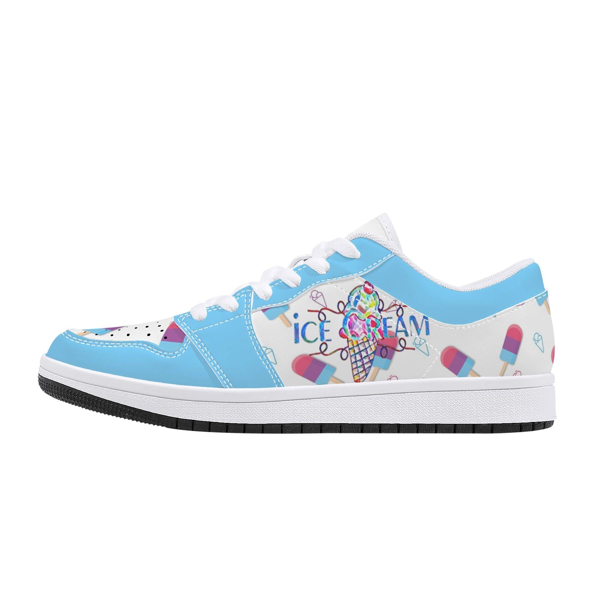 IceCream Blueberry Popsicles LowTop Leathers - Kanivee Customs