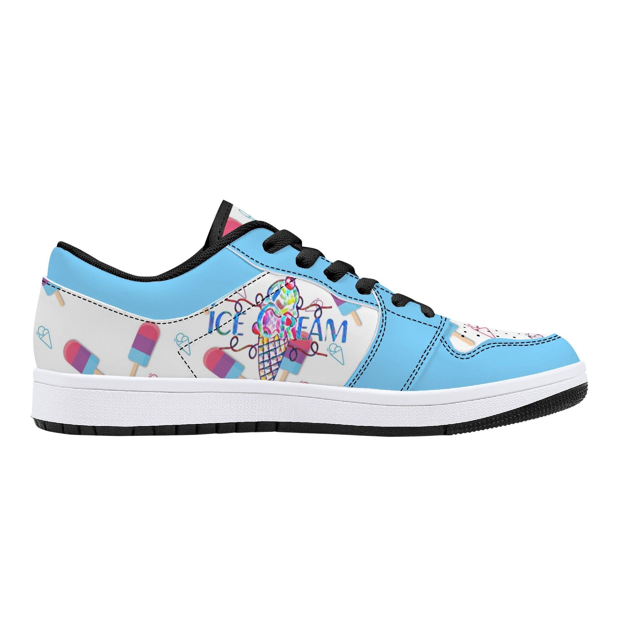 IceCream Blueberry Popsicles LowTop Leathers - Kanivee Customs