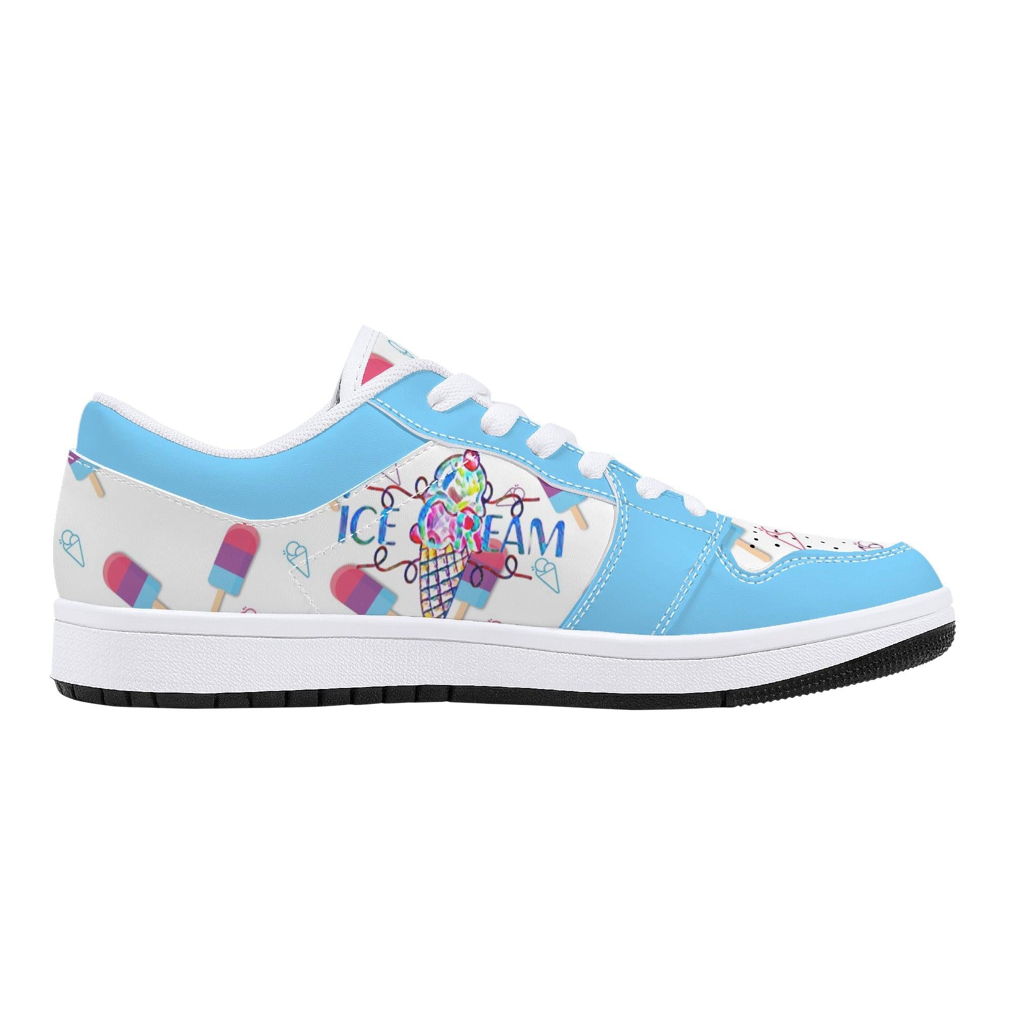 IceCream Blueberry Popsicles LowTop Leathers - Kanivee Customs