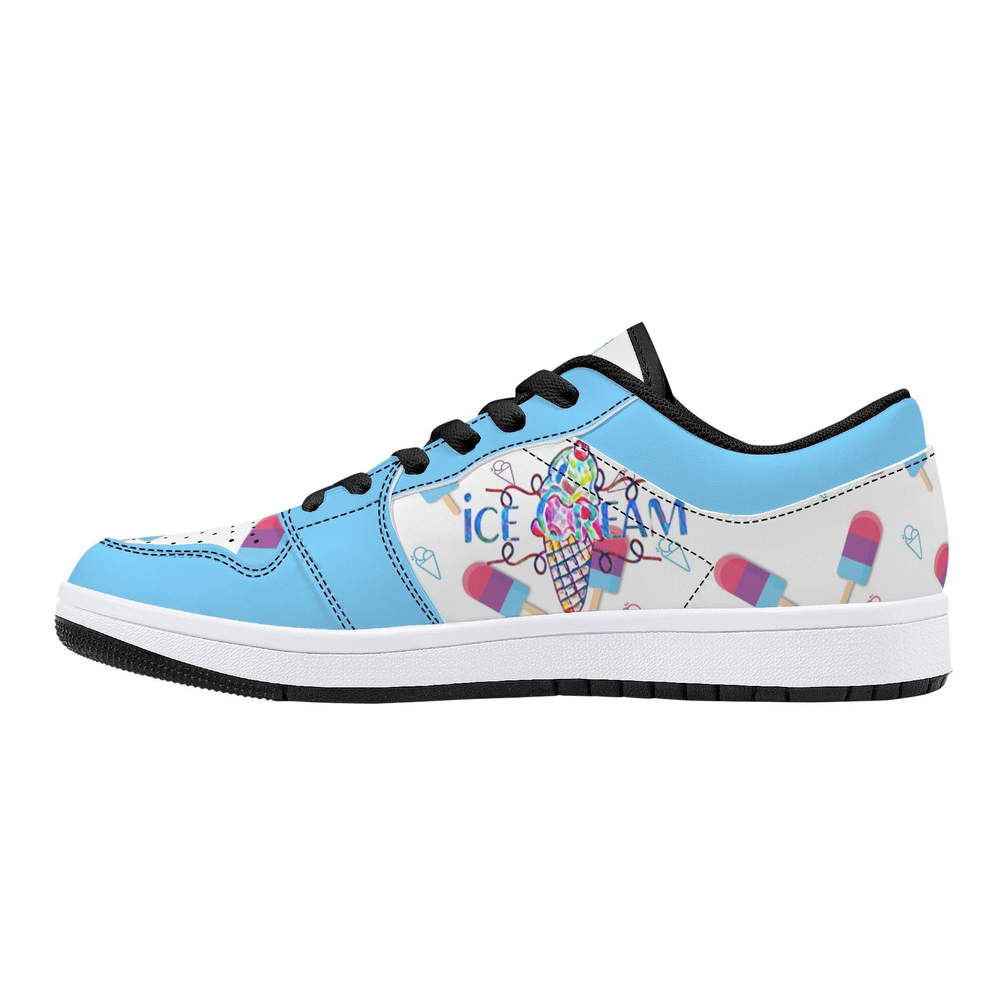 IceCream Blueberry Popsicles LowTop Leathers - Kanivee Customs