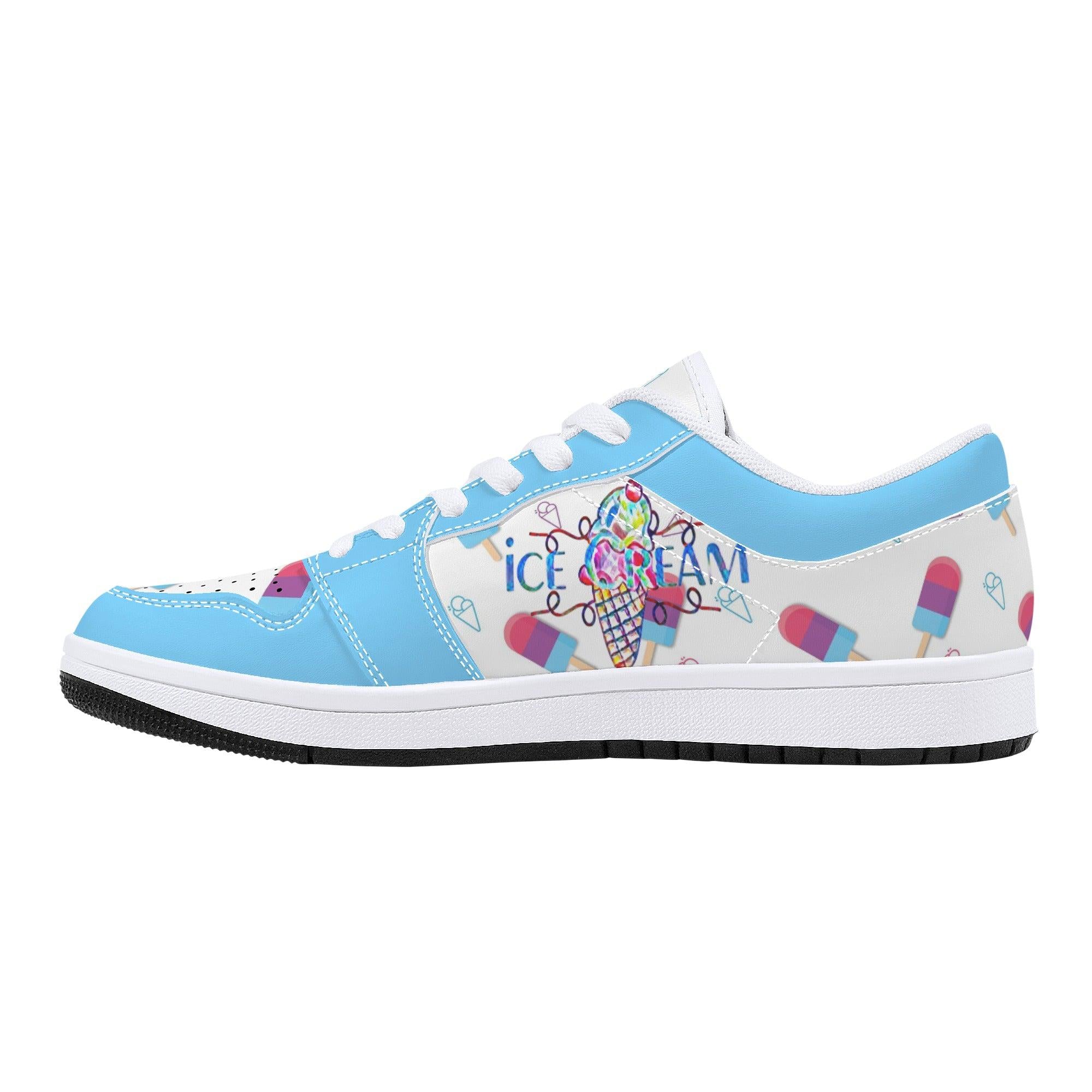 IceCream Blueberry Popsicles LowTop Leathers - Kanivee Customs