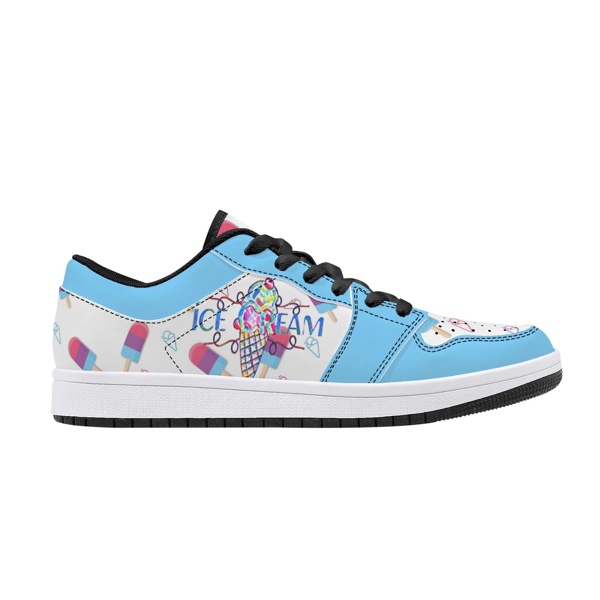 IceCream Blueberry Popsicles LowTop Leathers - Kanivee Customs