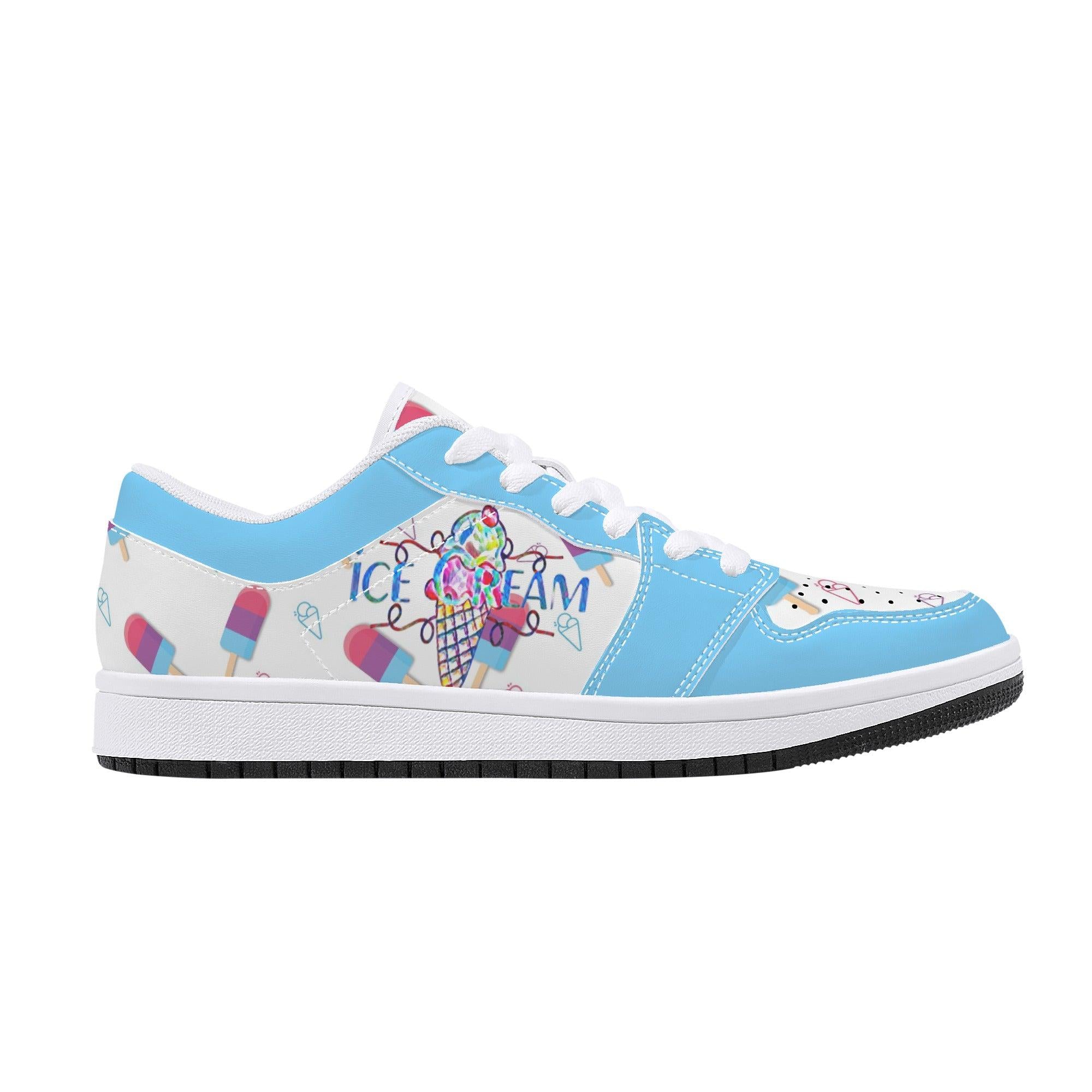 IceCream Blueberry Popsicles LowTop Leathers - Kanivee Customs