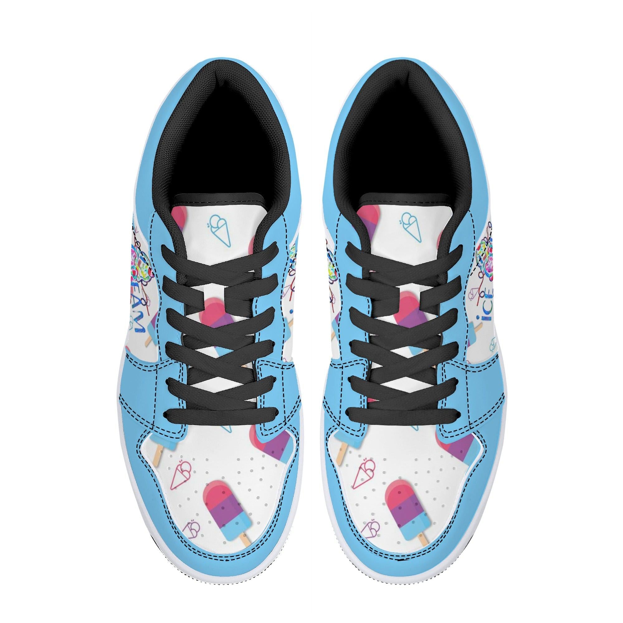 IceCream Blueberry Popsicles LowTop Leathers - Kanivee Customs
