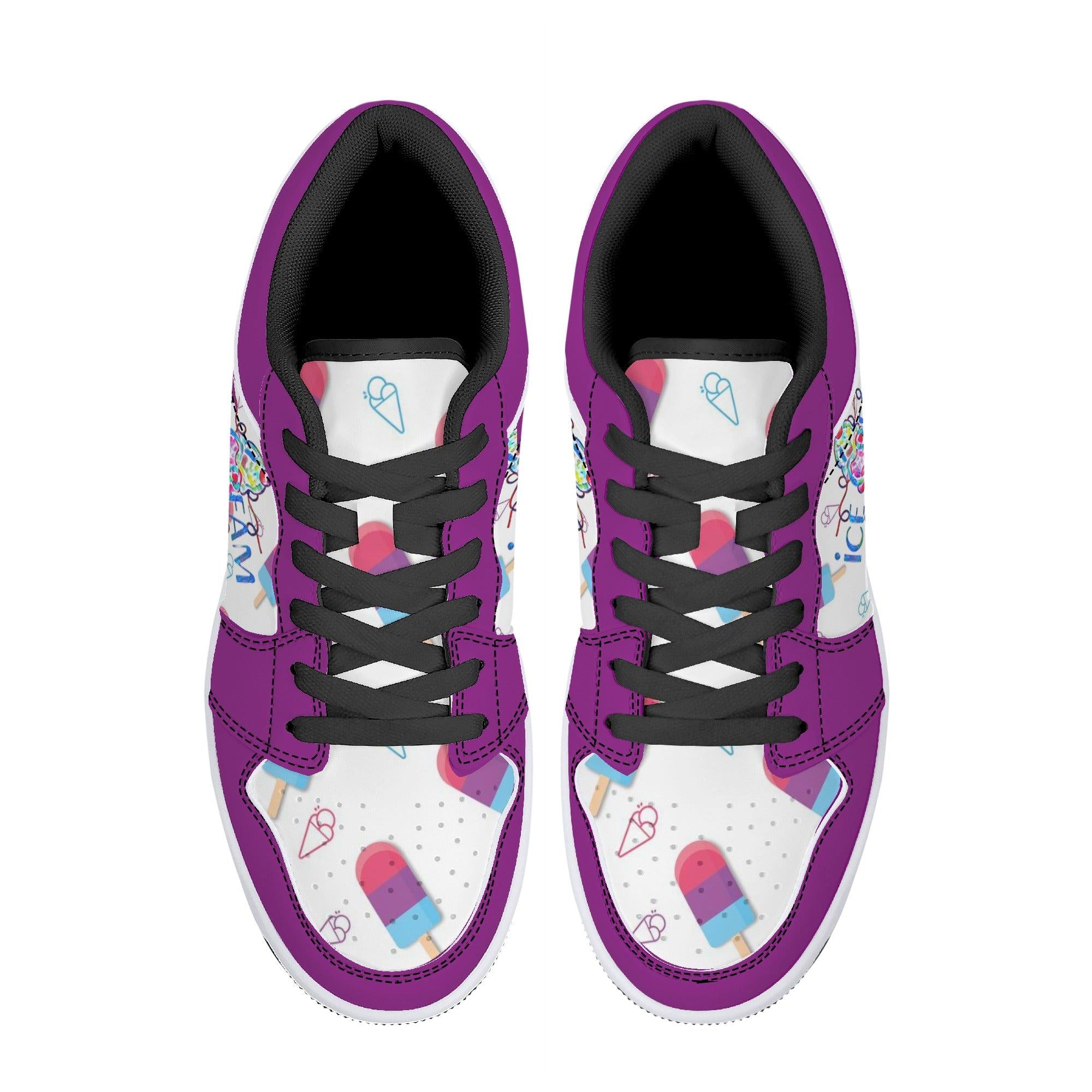 IceCream Grape Popsicles LowTop Leathers - Kanivee Customs