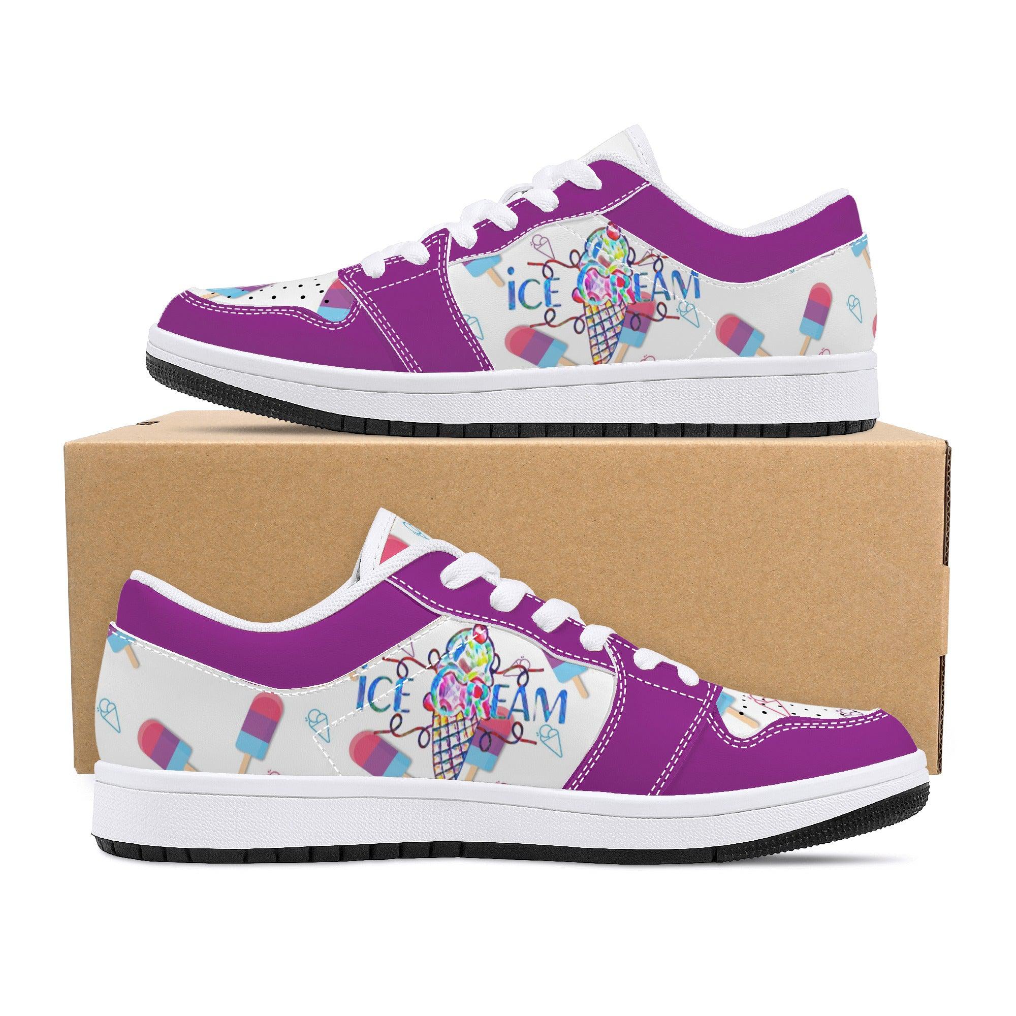 IceCream Grape Popsicles LowTop Leathers - Kanivee Customs