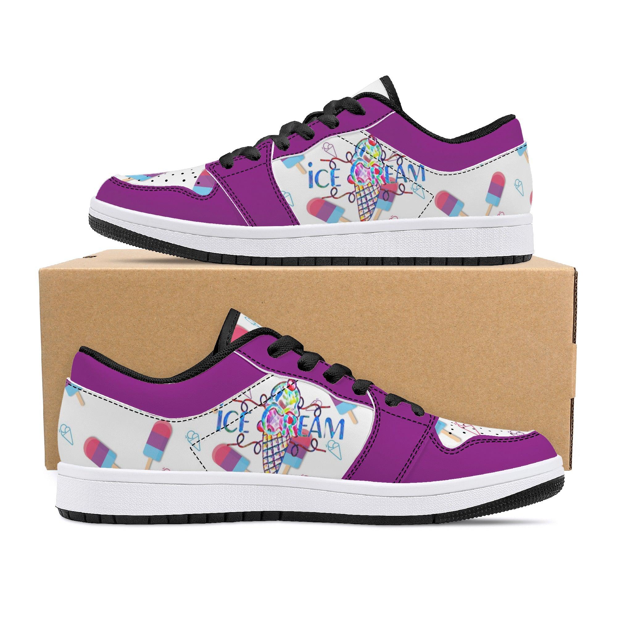 IceCream Grape Popsicles LowTop Leathers - Kanivee Customs