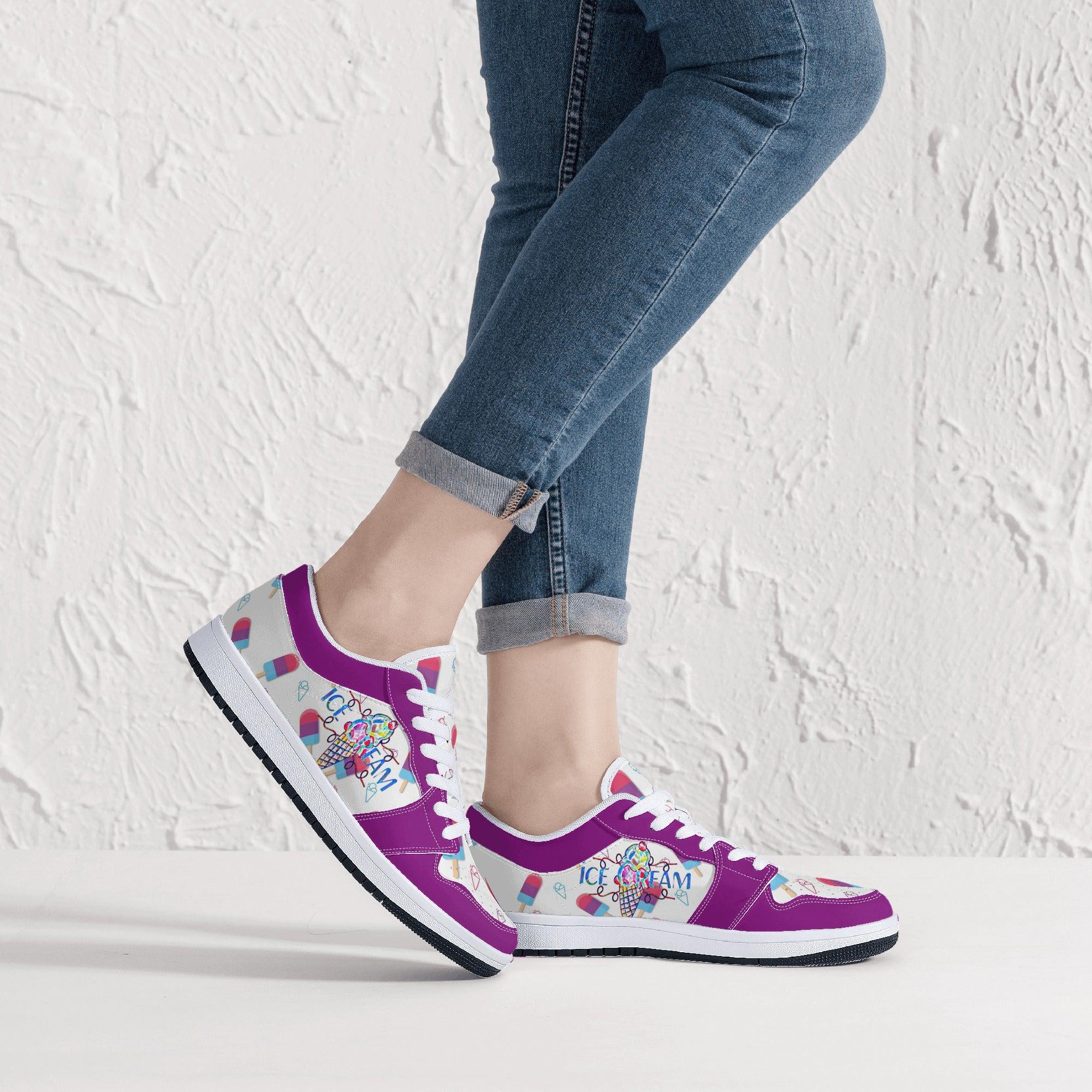 IceCream Grape Popsicles LowTop Leathers - Kanivee Customs