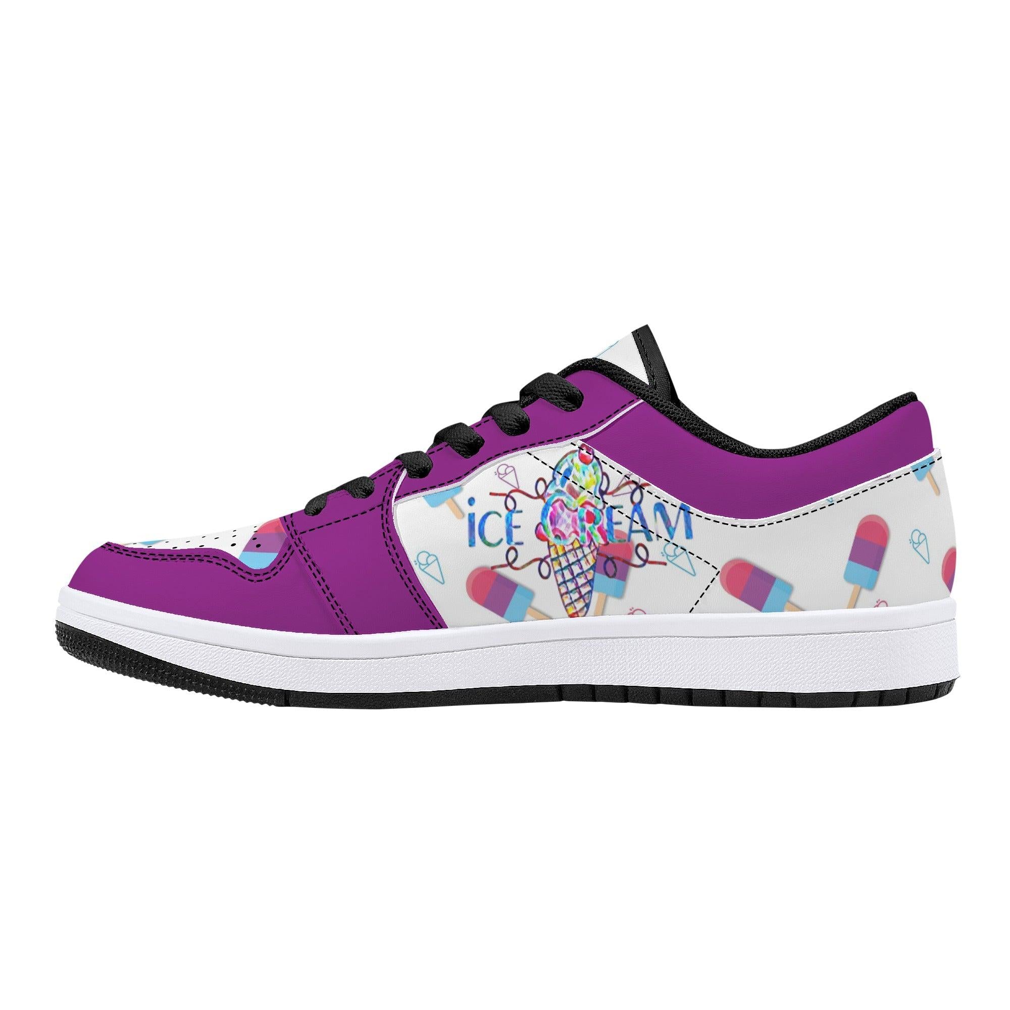 IceCream Grape Popsicles LowTop Leathers - Kanivee Customs