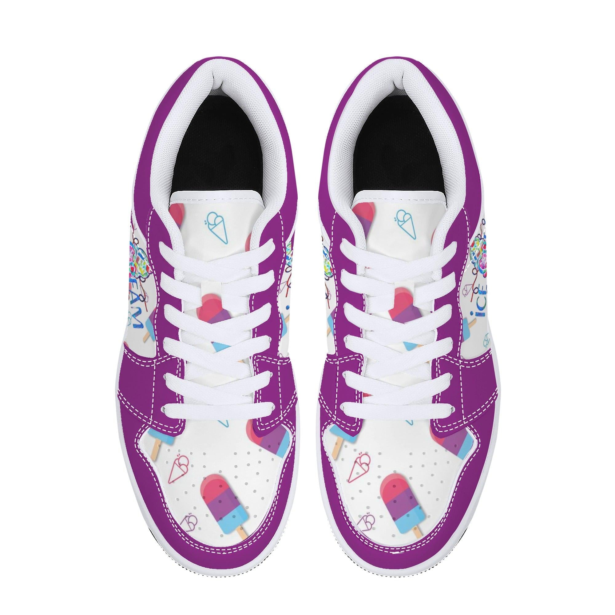 IceCream Grape Popsicles LowTop Leathers - Kanivee Customs