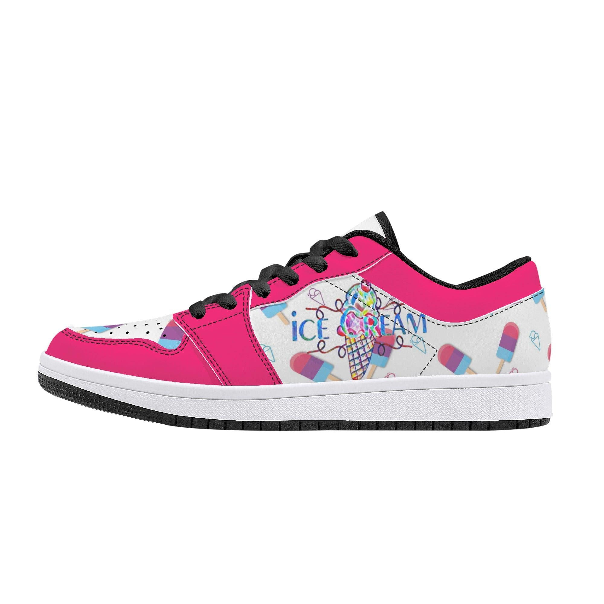 IceCream Strawberry Popsicles Low Top Leathers - Kanivee Customs