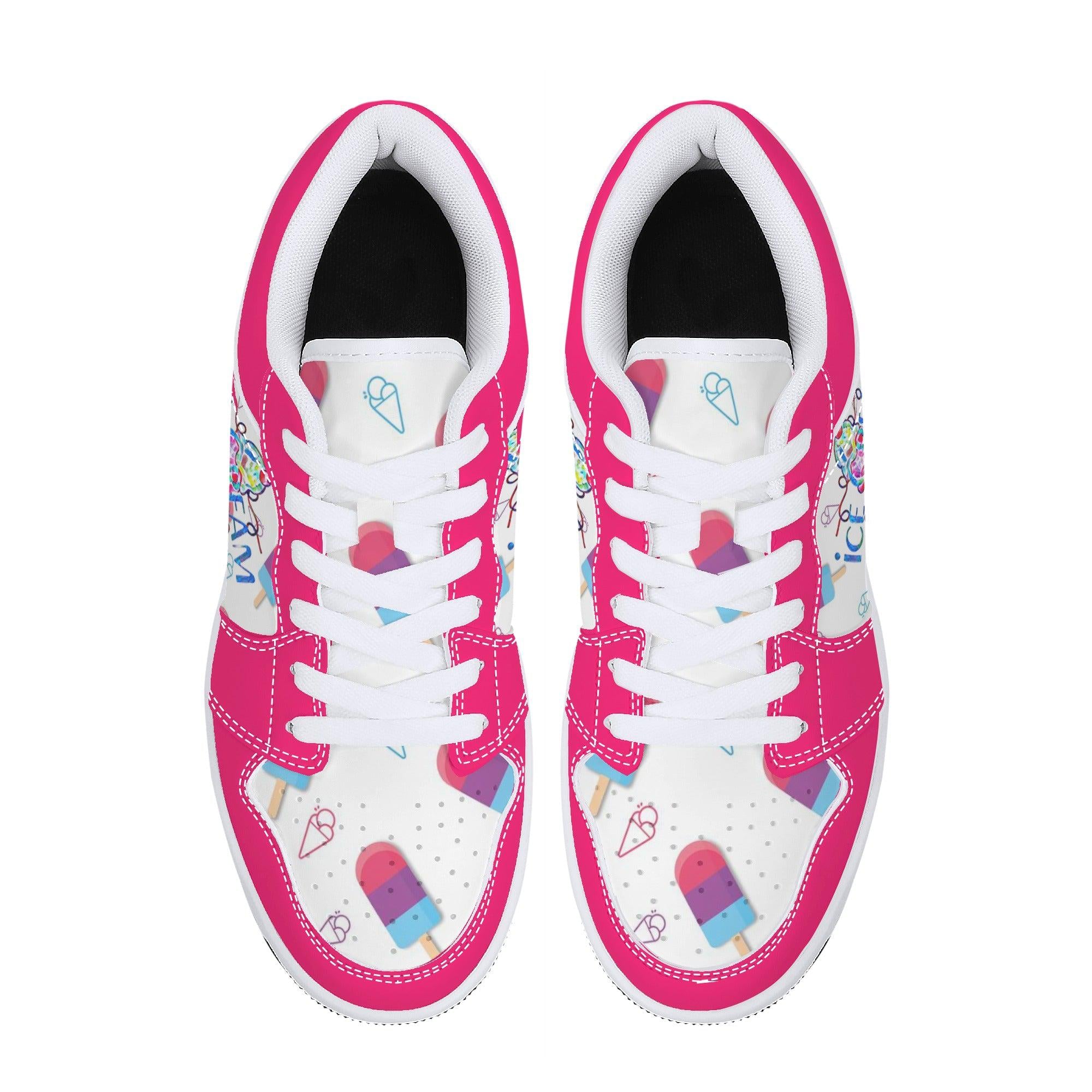 IceCream Strawberry Popsicles Low Top Leathers - Kanivee Customs