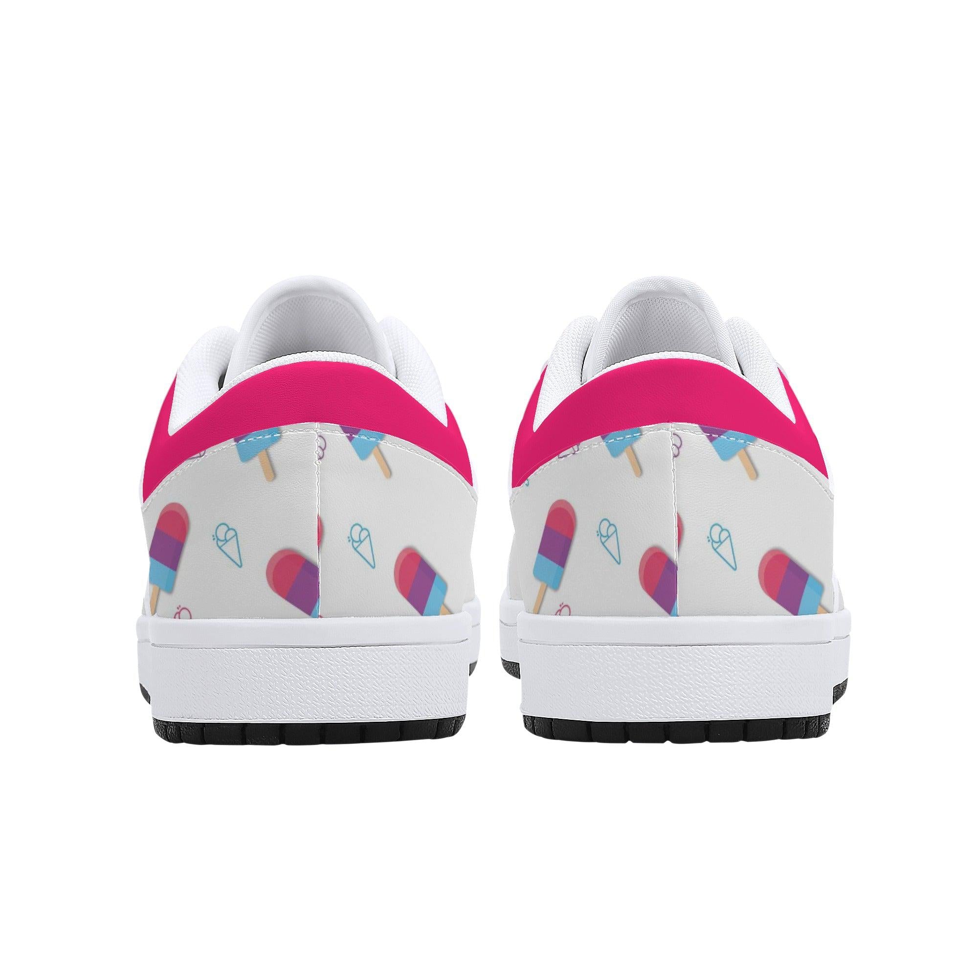 IceCream Strawberry Popsicles Low Top Leathers - Kanivee Customs