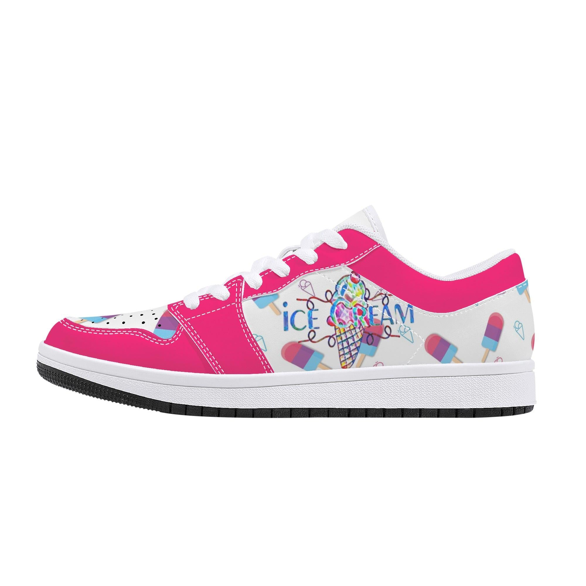 IceCream Strawberry Popsicles Low Top Leathers - Kanivee Customs