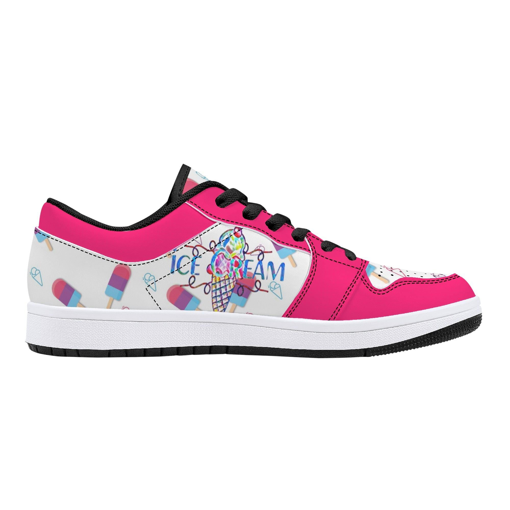 IceCream Strawberry Popsicles Low Top Leathers - Kanivee Customs