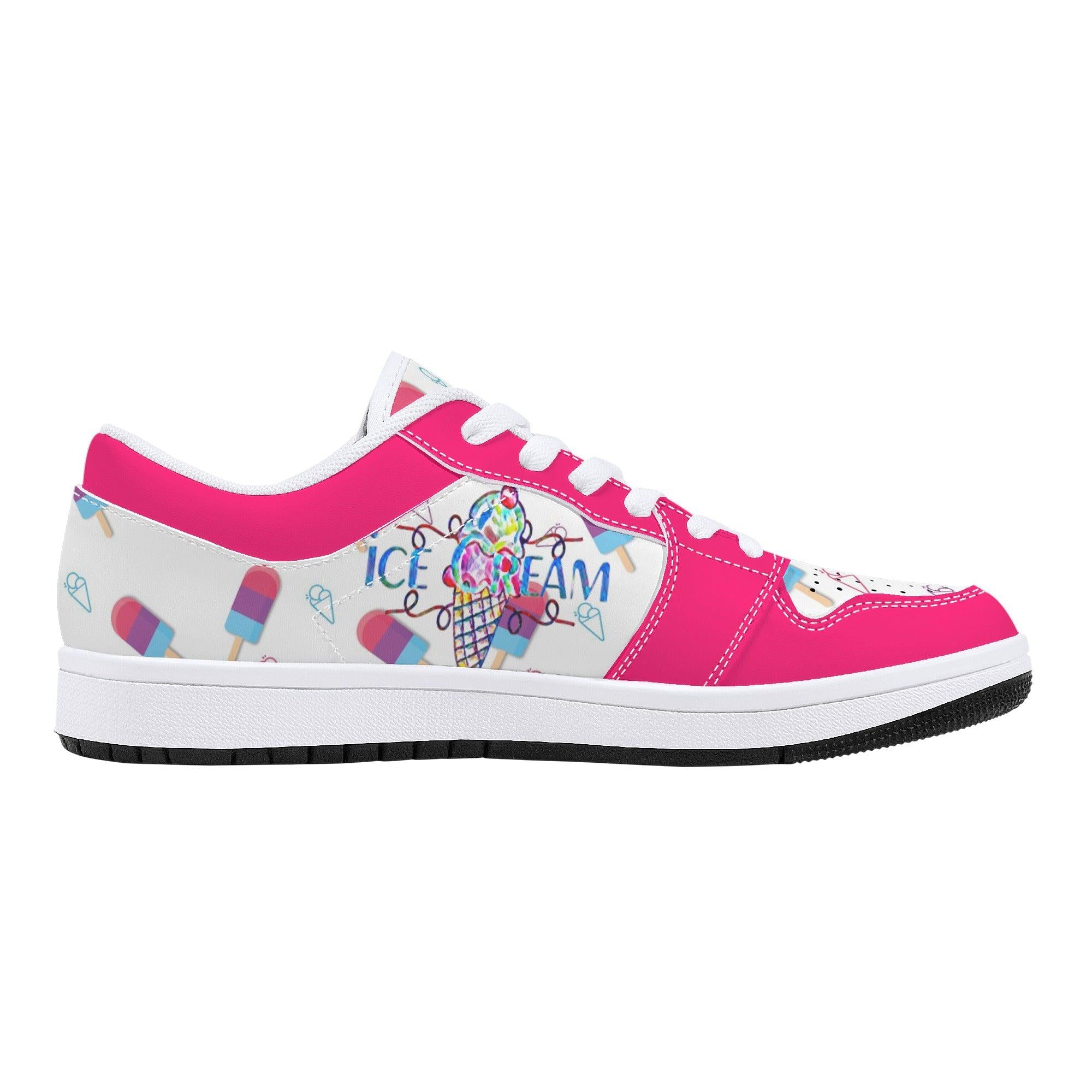 IceCream Strawberry Popsicles Low Top Leathers - Kanivee Customs
