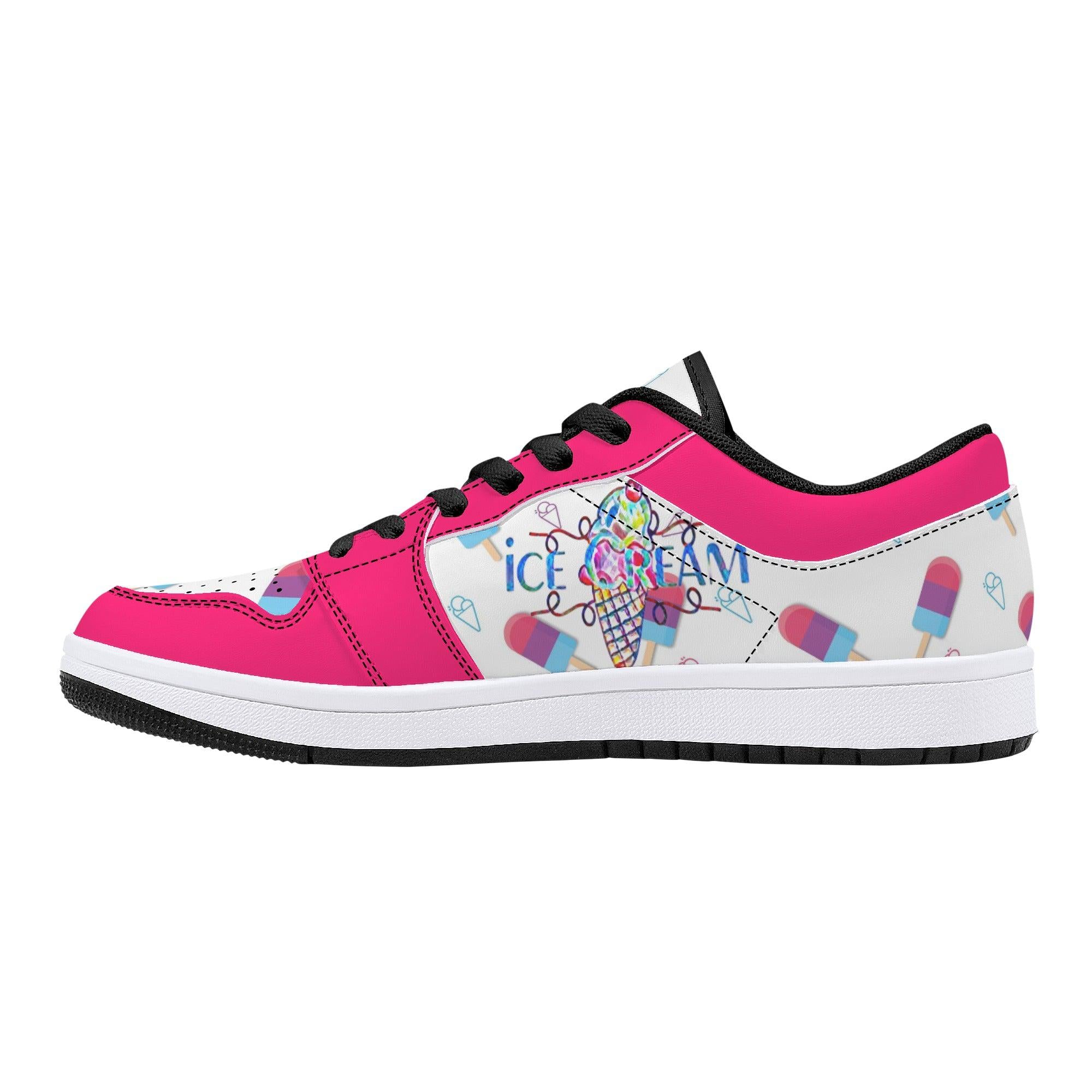 IceCream Strawberry Popsicles Low Top Leathers - Kanivee Customs