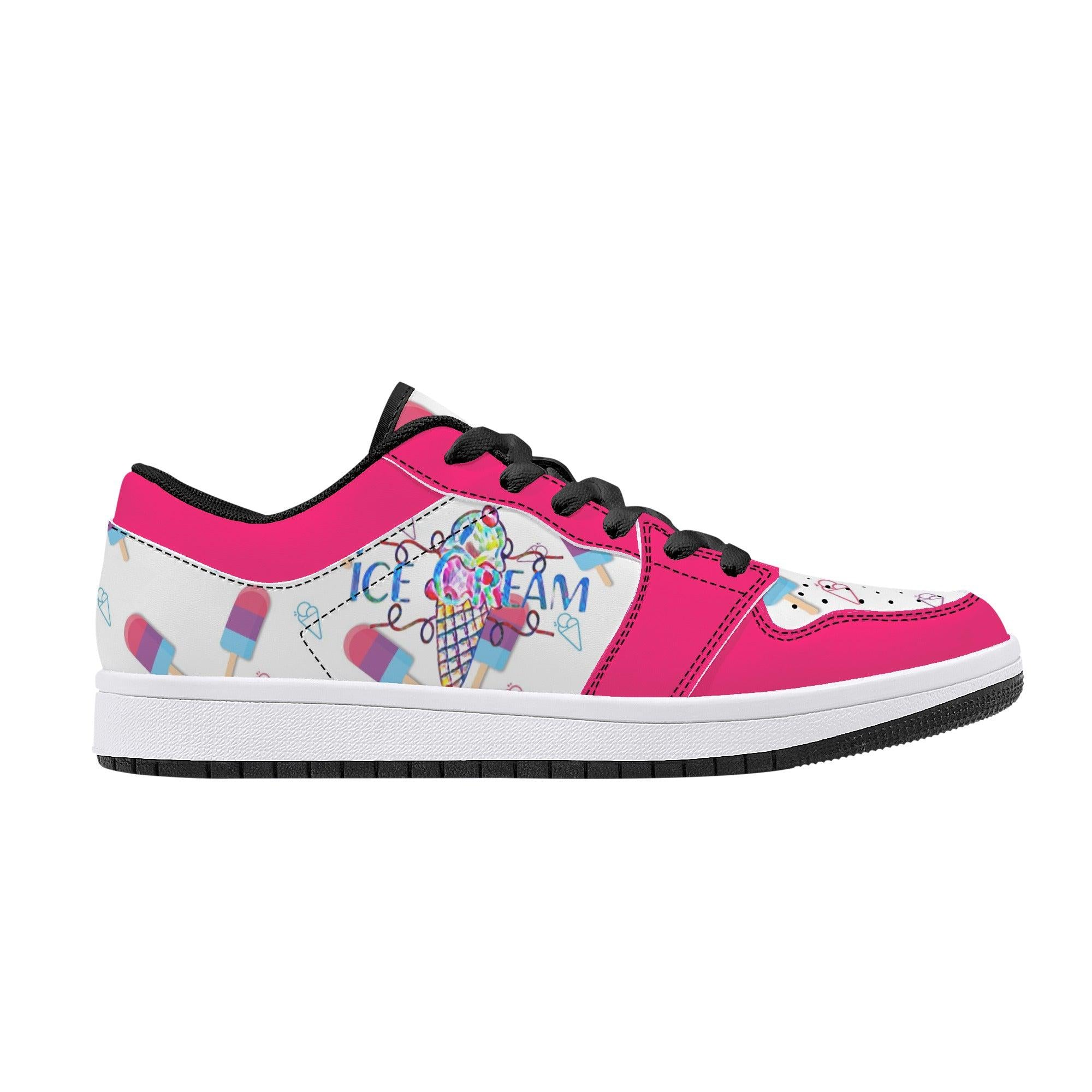 IceCream Strawberry Popsicles Low Top Leathers - Kanivee Customs
