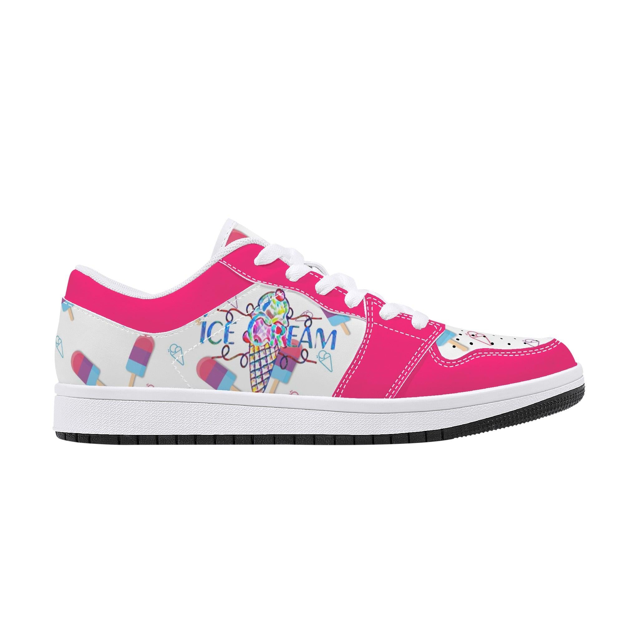IceCream Strawberry Popsicles Low Top Leathers - Kanivee Customs
