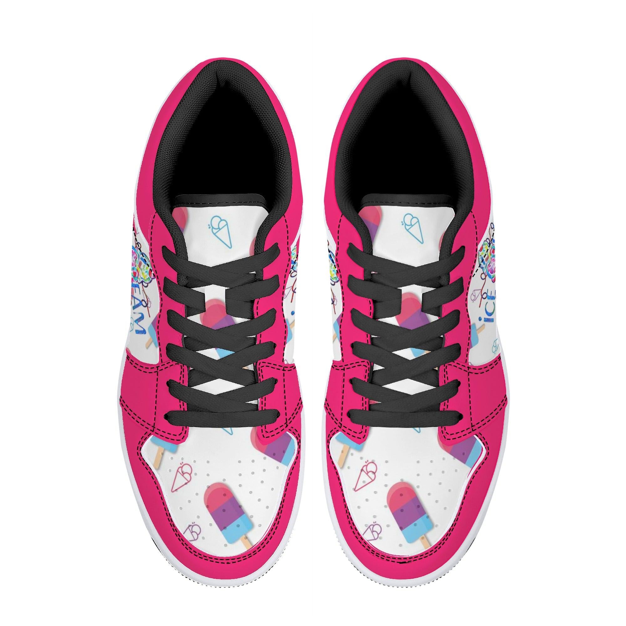 IceCream Strawberry Popsicles Low Top Leathers - Kanivee Customs