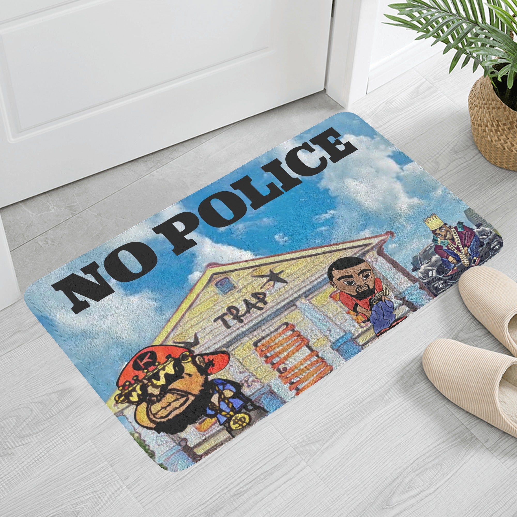 100.grams No Police Plush Doormat - Kanivee Customs